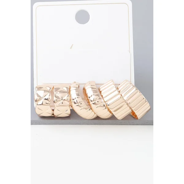 Multi Quilted Hoop Earrings Set