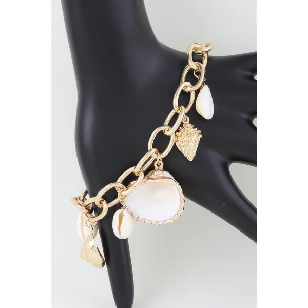 Multi Seashell Charm Chain Bracelet