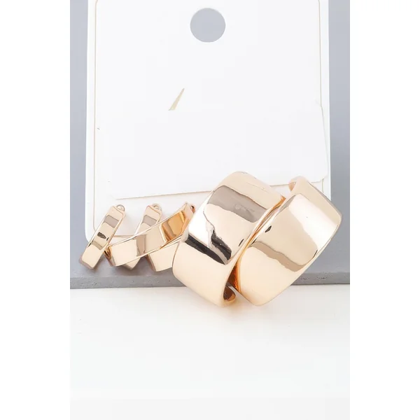 Multi Shiny Modern Hoop Earrings Set