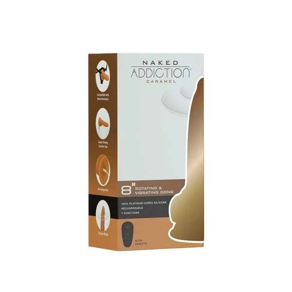 Naked Addiction 8in Rotating & Vibrating Dong Caramel