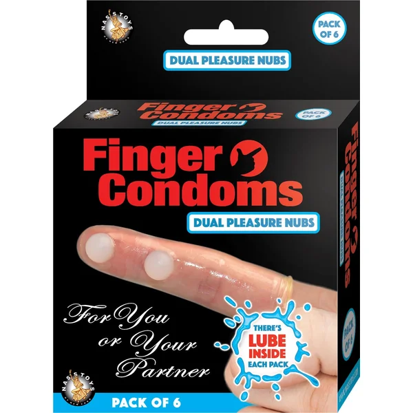 Nasstoys Finger Condoms with Pleasure Nubs and Lubricant - Pack of 6