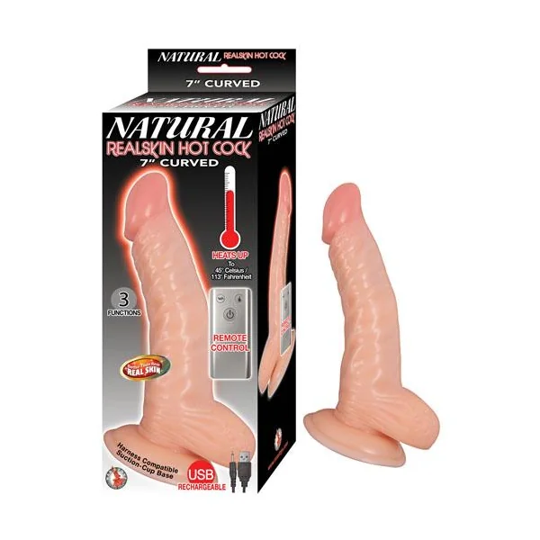 Natural Realskin Hot Cock Curved 7in Flesh