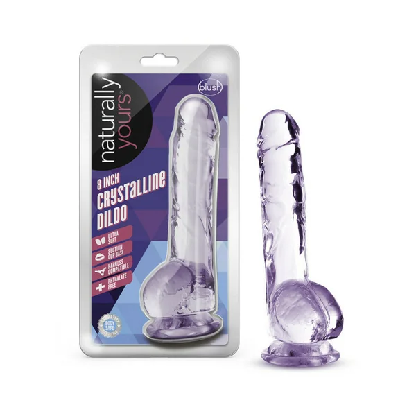 Naturally Yours Crystalline 8 inches Dildo with Balls Amethyst