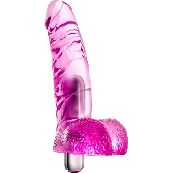 Naturally Yours Vibrating Ding Dong Jelly Dildo With Balls Waterproof Pink 6.5 Inch