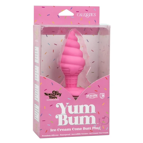 Naughty Bits Yum Bum Ice Cream Cone Silicone Butt Plug - Pink