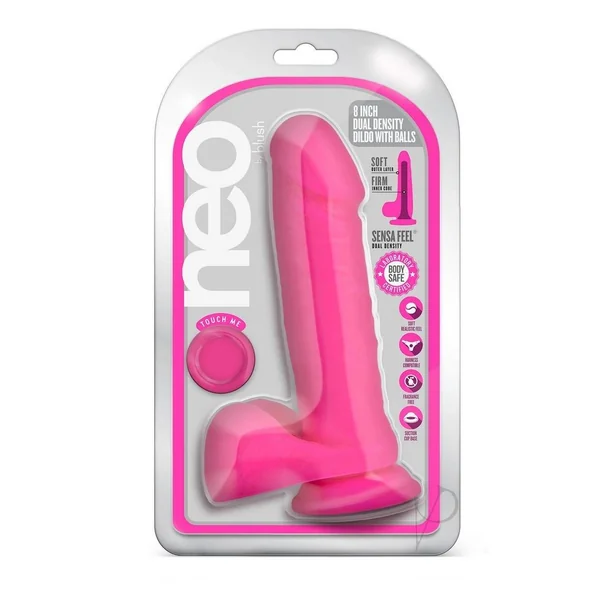 Neo Dual Density Dildo 8in - Neon Pink