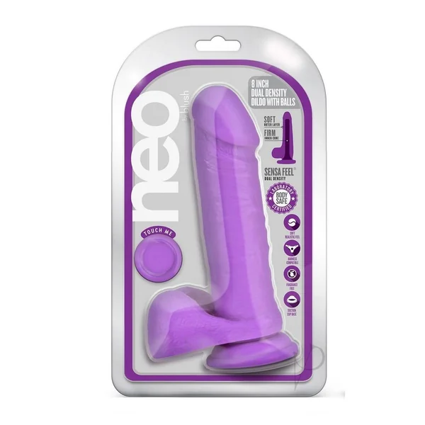 Neo Dual Density Dildo 8in - Neon Purple
