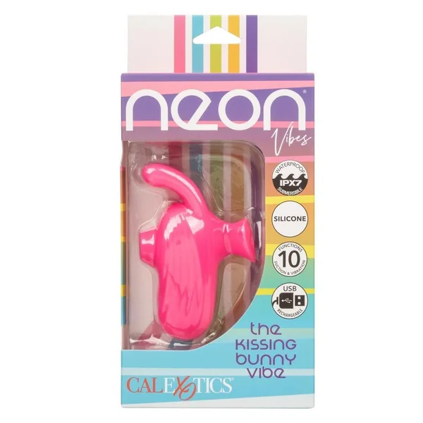 Neon Vibes Kissing Bunny Rechargeable Silicone Vibrator