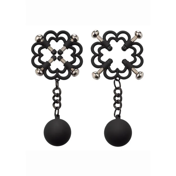 Nipple Grips Power Grip 4-Point Weighted Nipple Press Clamps – Black/Silver