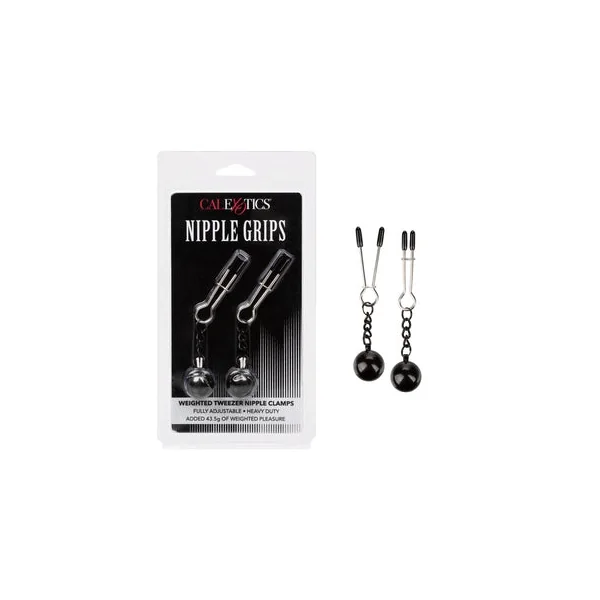 Nipple Grips Weighted Tweezer Nipple Clamps - Silver/Black