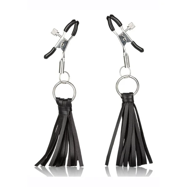 Nipple Play Tassels Nipple Clamp Black Adjustable