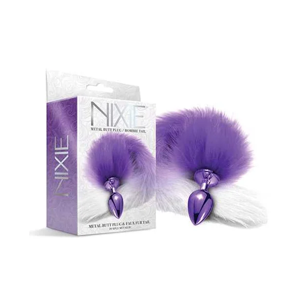Nixie Metal Butt Plug w/Faux Fur Tail - Purple Metallic