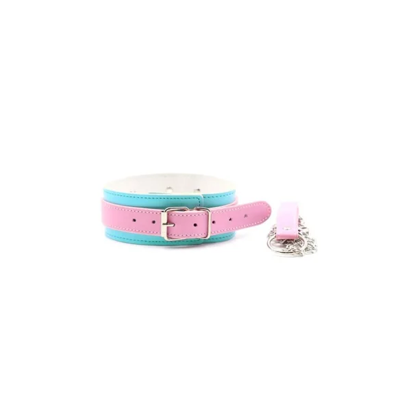 Nobu - CL2 Choker and Leash Set - Pink/Blue