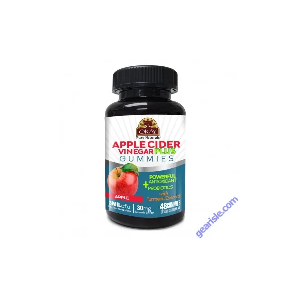 OKAY Gummies Apple Cider Vinegar Plus 48 Count Apple Flavor Probiotics