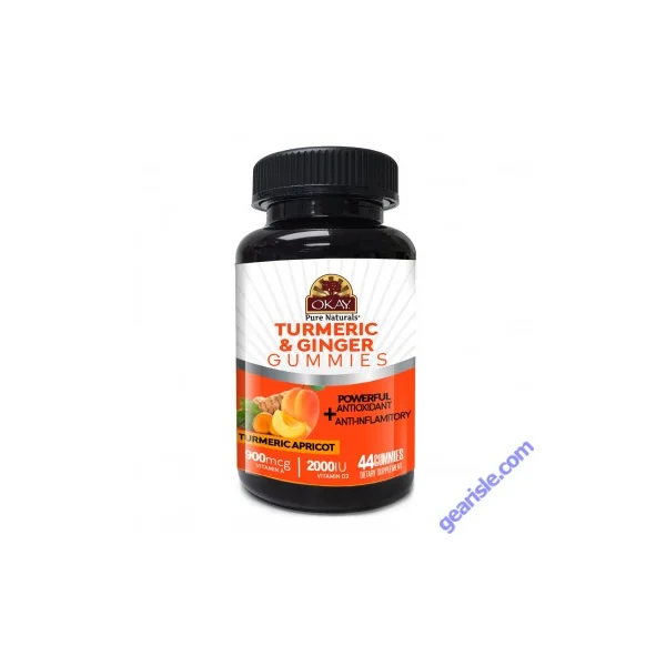 OKAY Gummies Turmeric Ginger 44 Count Turmeric Apricot Antioxidant