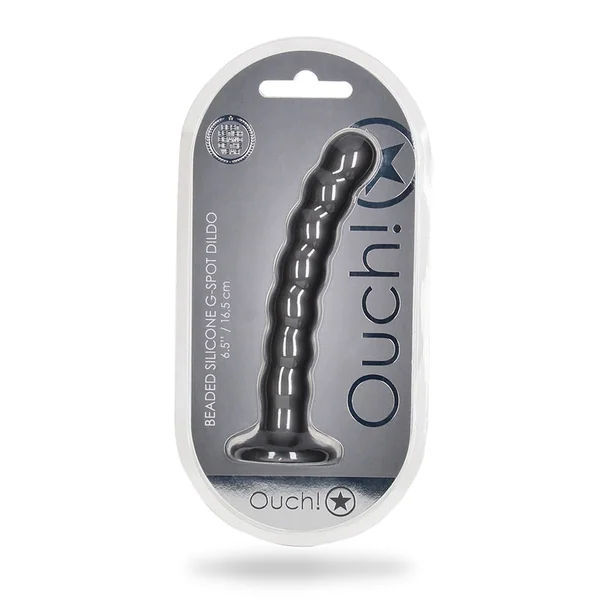Ouch! Beaded Silicone 6.5 inches G-Spot Dildo Gunmetal