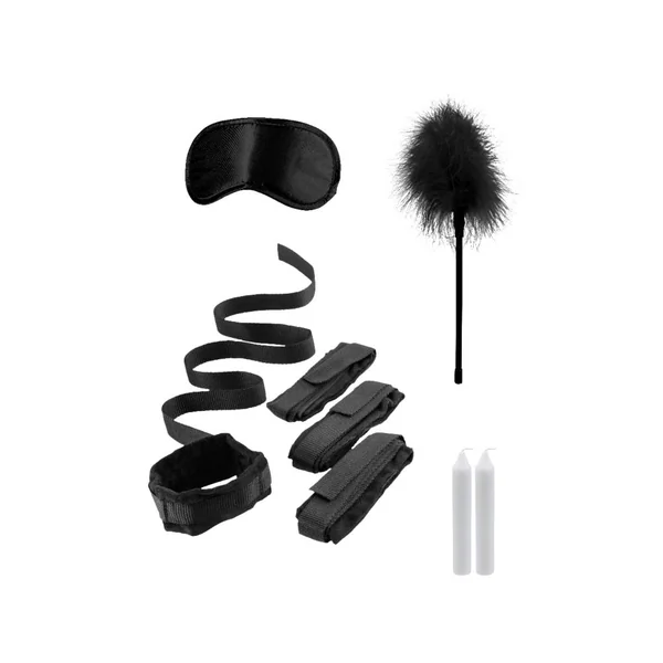 Ouch by Shots Toys - Black & White - Bed Bindings Restraint Kit - Black