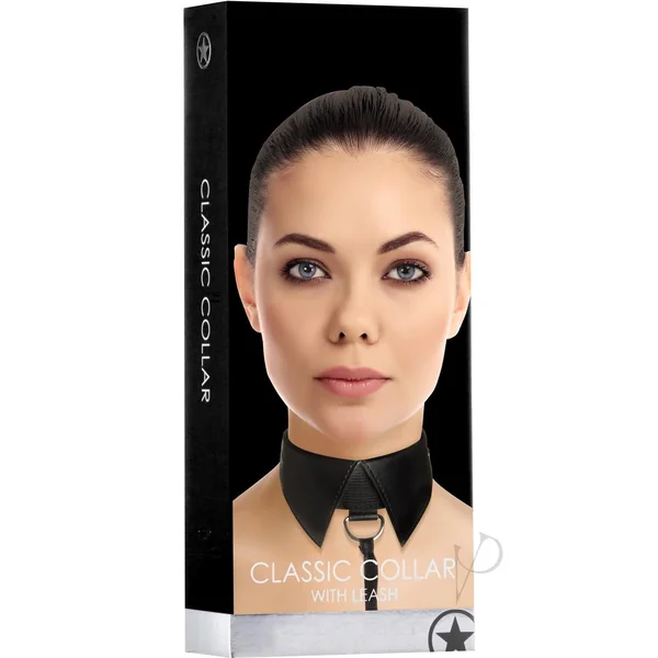 Ouch! Classic Sex Collar With Leash Black