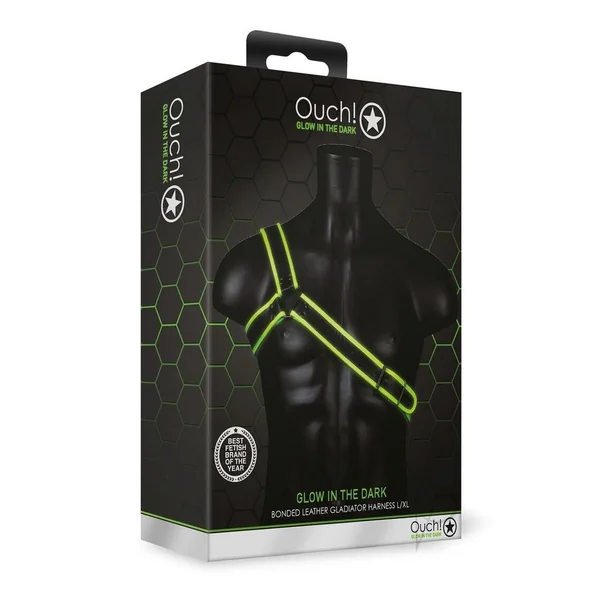 Ouch! Gladiator Harness Glow in the Dark - Large/XLarge - Green