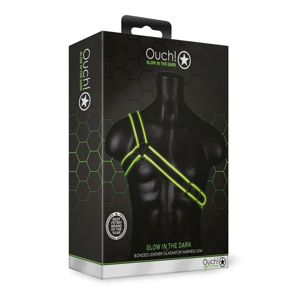 Ouch! Gladiator Harness Glow in the Dark - Small/Medium - Green