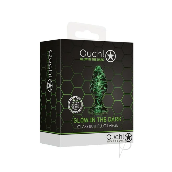 Ouch! Glass Butt Plug Glow in the Dark - Large - Green