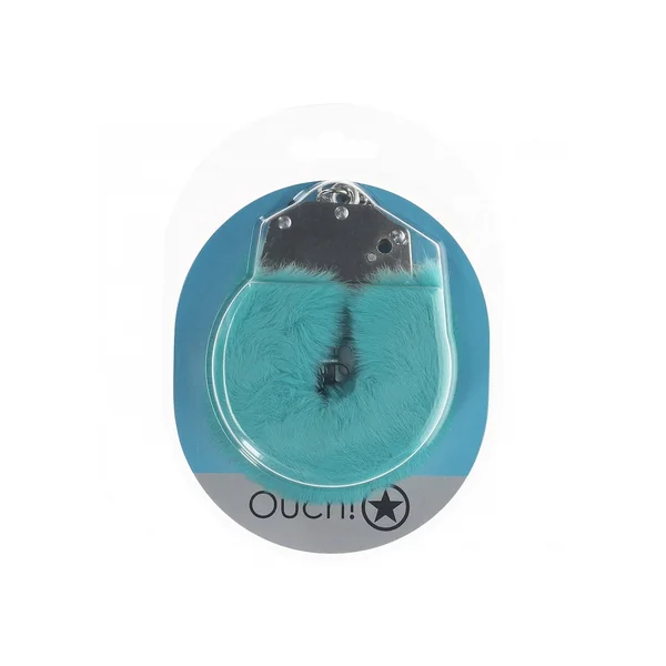 OUCH! HEAVY DUTY FLUFFY HANDCUFFS - BLUE
