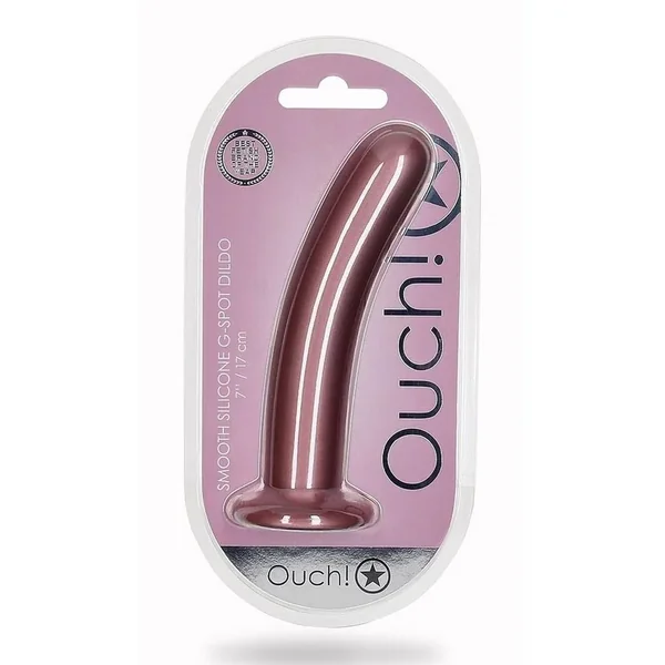 Ouch! Smooth G-Spot Silicone Dildo 7in – Metallic