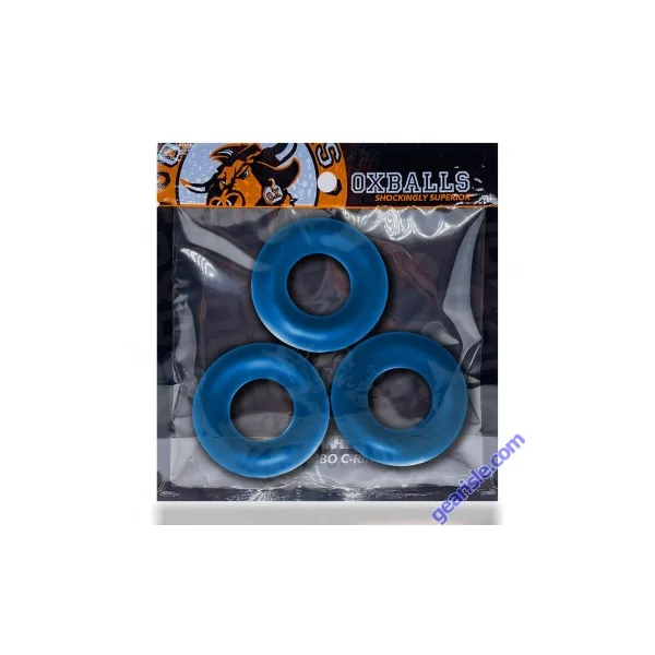 Oxballs Fat Willy 3 Pack Cock Rings Jumbo Stretchy Flextpr Space Blue