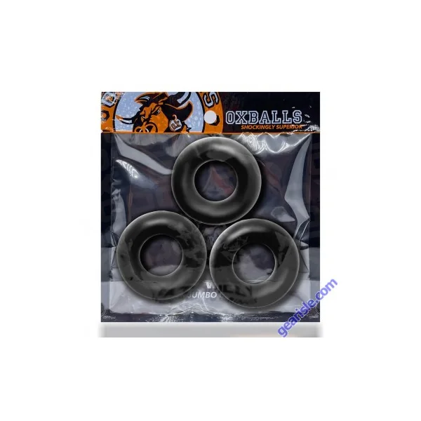 Oxballs Fat Willy 3 Pack Jumbo Stretchy Flextpr Cock Rings Black