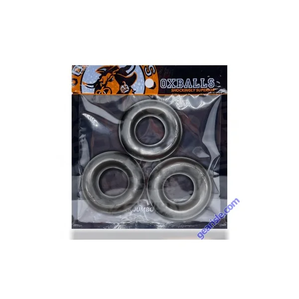 Oxballs Fat Willy 3 Pack Jumbo Stretchy Flextpr Cock Rings Steel