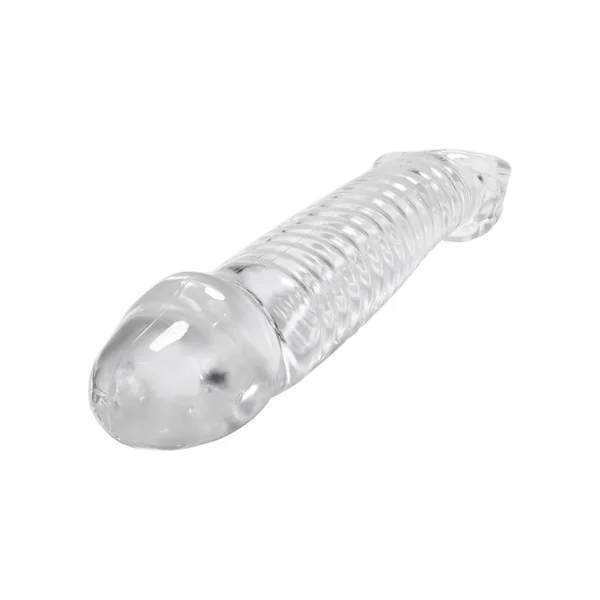 Oxballs Muscle Textured Cock Sheath Penis Extender 9.25in – Clear