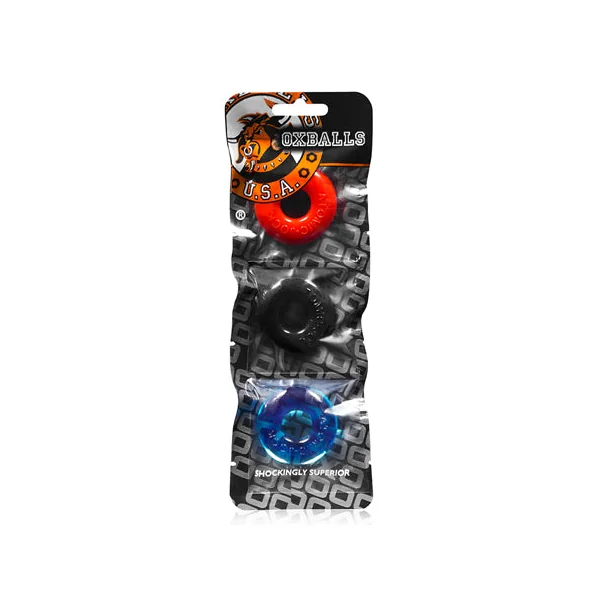 OxBalls Ringer 3-Pack Do Nut Small Cockrings - Multcolor - Black