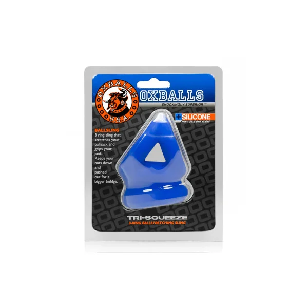 OxBalls TRI-SQUEEZE cocksling/ballstretcher, Cobalt Ice