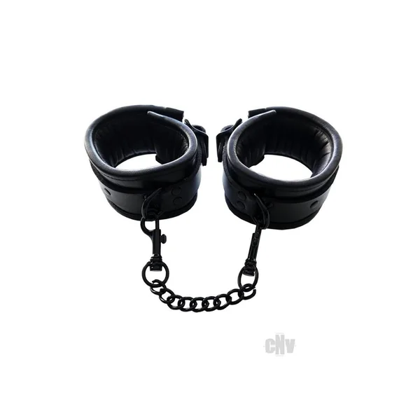 Padded Leather Wrist Cuffs Black