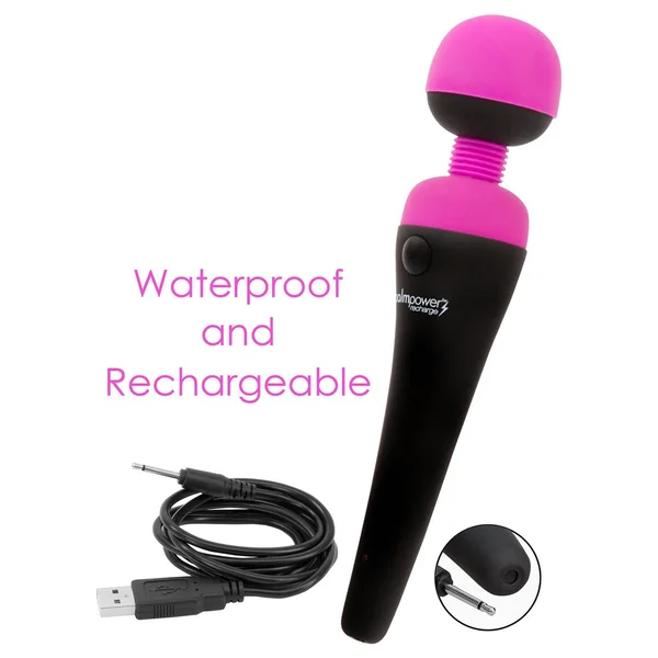 Palm Power Recharge Massager Silicone Body Wand Fuschia