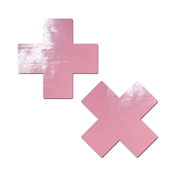 Pastease Plus X Faux Latex Pleather Vinyl Baby Pink Cross Pasties
