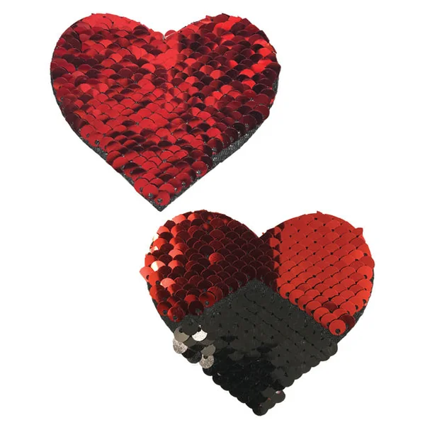 Pastease Premium Color Changing Flip Sequins Hearts - Red/Black O/S