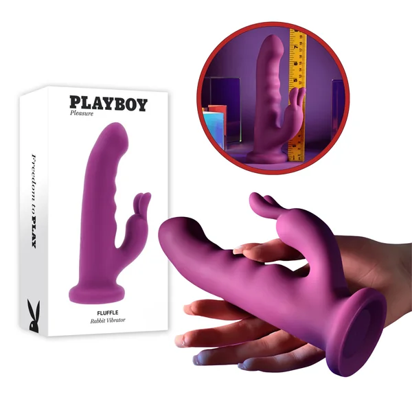 Pb Fluffle Suction Cup Base Vibrating Rabbit Dildo G-Spot Clitoral Vibrator