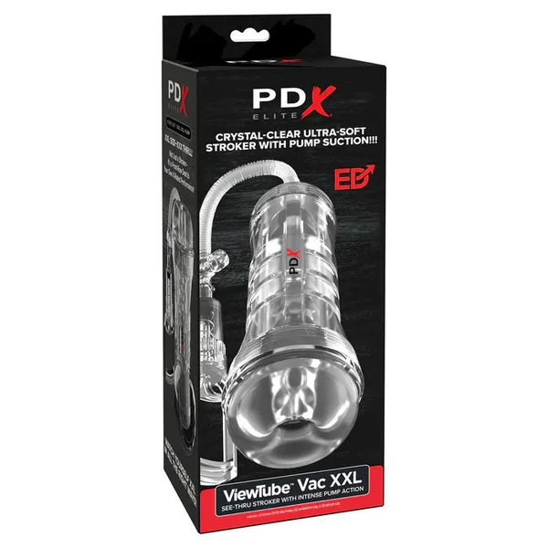 Pdx Elite Viewtube Vac XXL (Clear) – See-Through Ez-Grip Pump Stroker