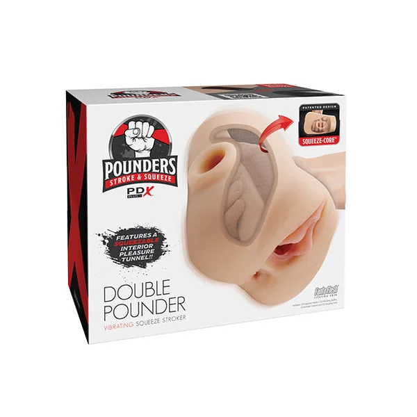 PDX Plus Double Pounder Vibrating Squeeze Stroker - Light