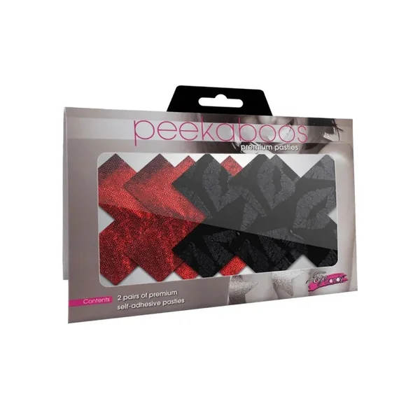 Peekaboos Pasties - Stolen Kisses Xs (Red & Black)