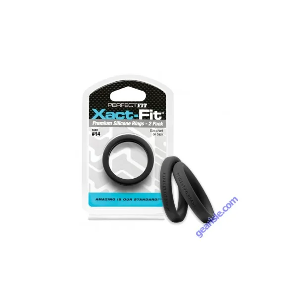 Perfect Fit Xact Fit Size #14 2 Pack Black Silicone Cock Ring