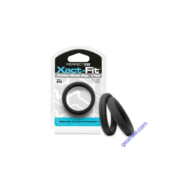 Perfect Fit Xact Fit Size #15 2 Pack Black Silicone Cock Ring