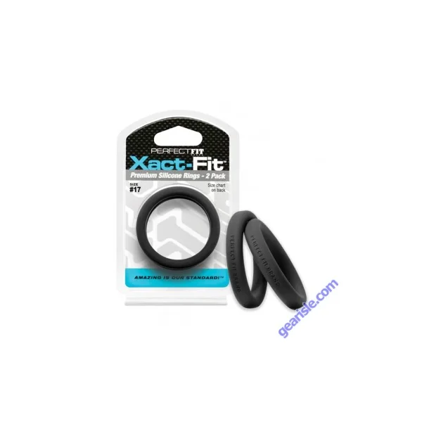 Perfect Fit Xact Fit Size #17 2 Pack Black Silicone Cock Ring