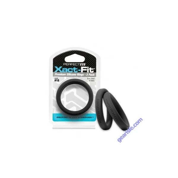 Perfect Fit Xact Fit Size #18 2 Pack Black Silicone Cock Ring
