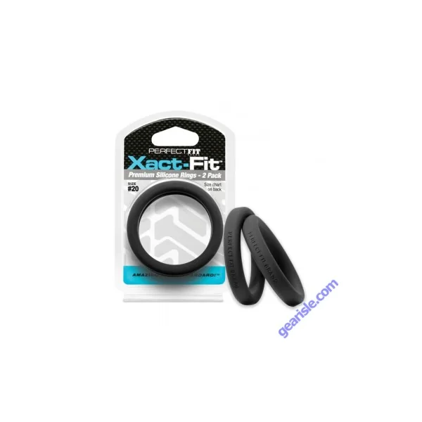 Perfect Fit Xact Fit Size #20 2 Pack Black Silicone Cock Ring
