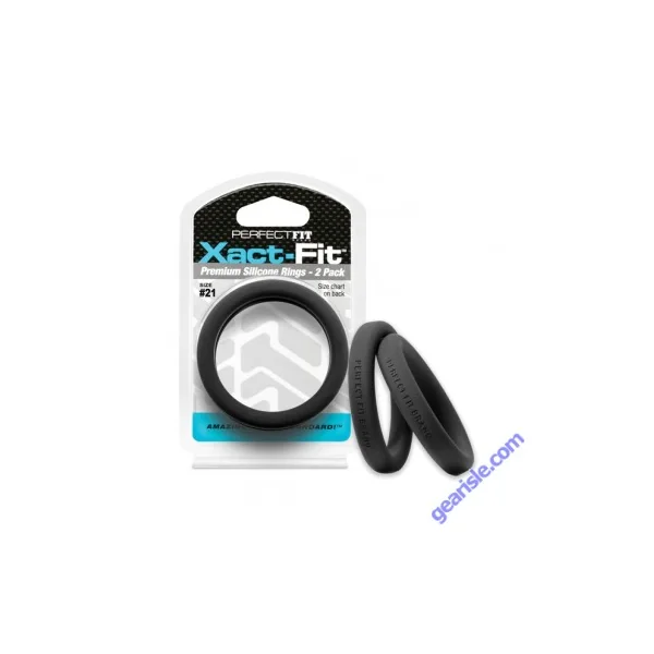 Perfect Fit Xact Fit Size #21 2 Pack Black Silicone Cock Ring