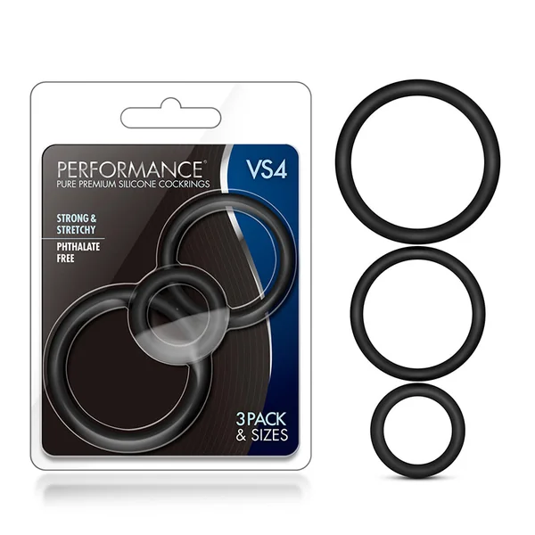 Performance VS4 Pure Premium Silicone Cockring Set Black