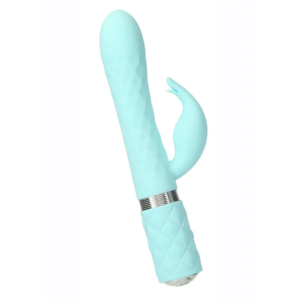 Pillow Talk Lively Silicone Rechargeable Dual Motor Massager with Swarovski Crystal – Teal