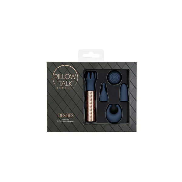 Pillow Talk Secrets Desires 6-Piece Silicone Mini Massager Set, Navy